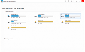 select disk storage location to recover deleted files from emptied recycle bin
